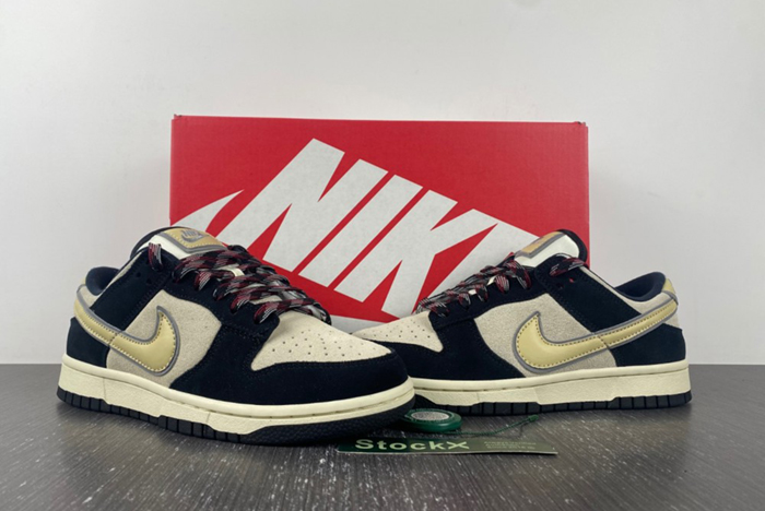 Nike Dunk Low LX Black Suede Team Gold