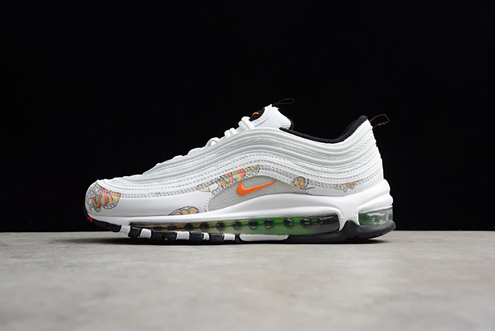 Nike womens Air Max 97 white-orange flower 921733-101